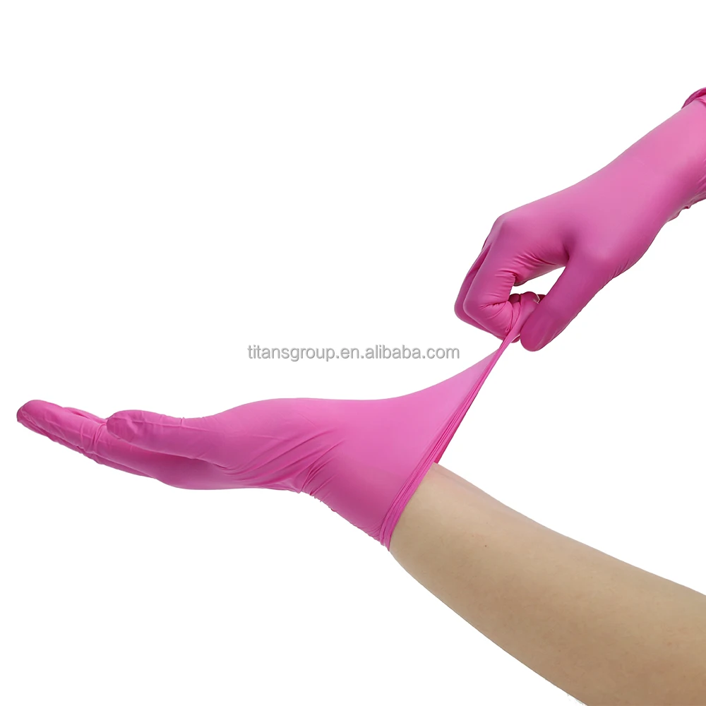 Hot Sell Bulk Supply Disposable Nitrile Gloves Pink Non Sterile Gloves Food Grade