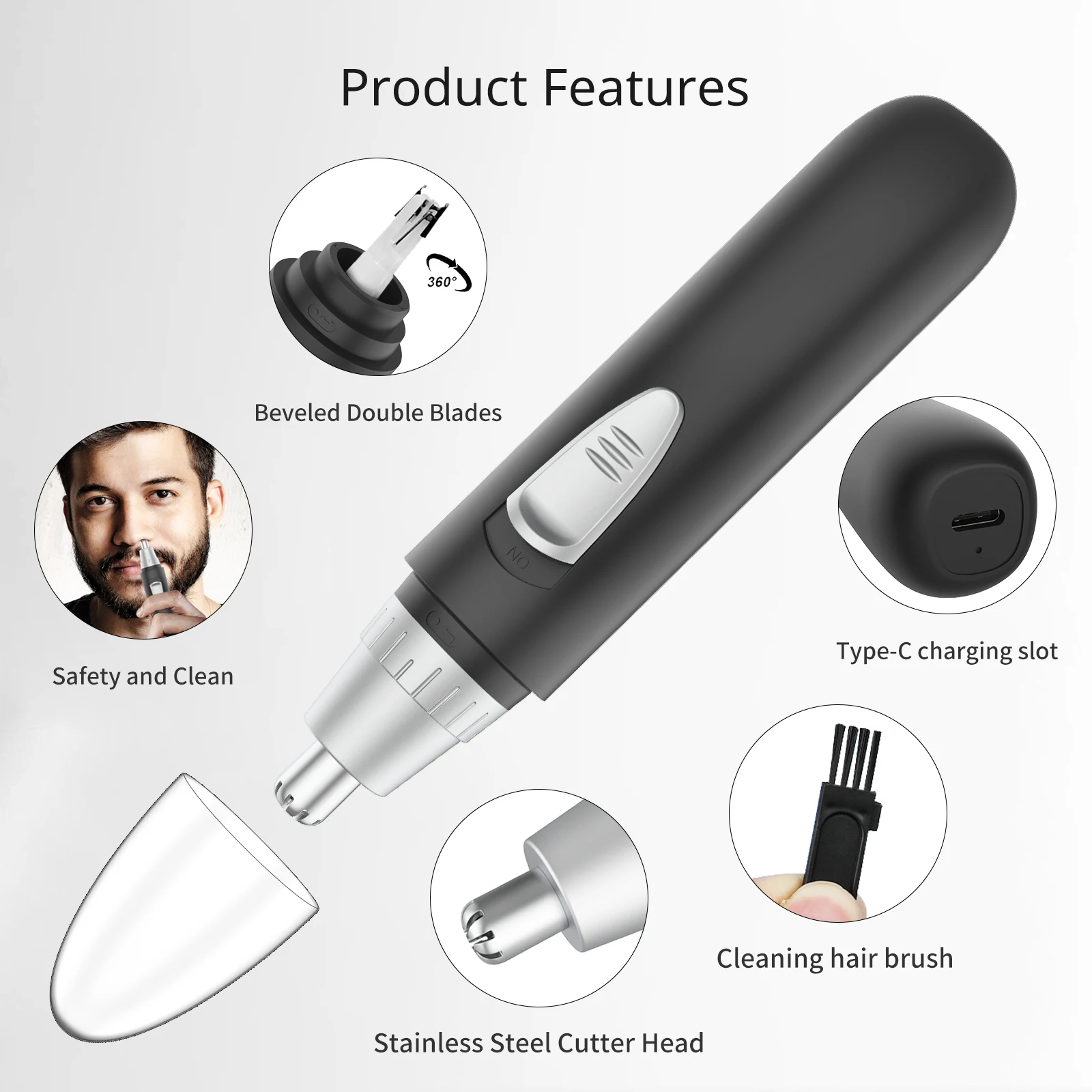 Personalized Chargeable Nose Hair Trimmer Rechargeable Stainless Steel 3 In 1 Chargeable Men Nose Hair Trimmer Electric