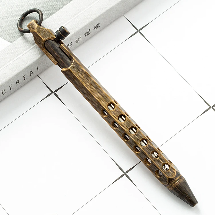 Six-edged Brass Retro Gun Bolt Creative Metal Signature Outdoor Personal Defense Tactical pen