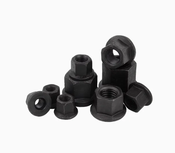 Black 304 Stainless Steel Thickened Hexagonal Flange Nut Zinc Surface Copper Material Gasket Nut M6M8M10M12M14-M30 Iron Material
