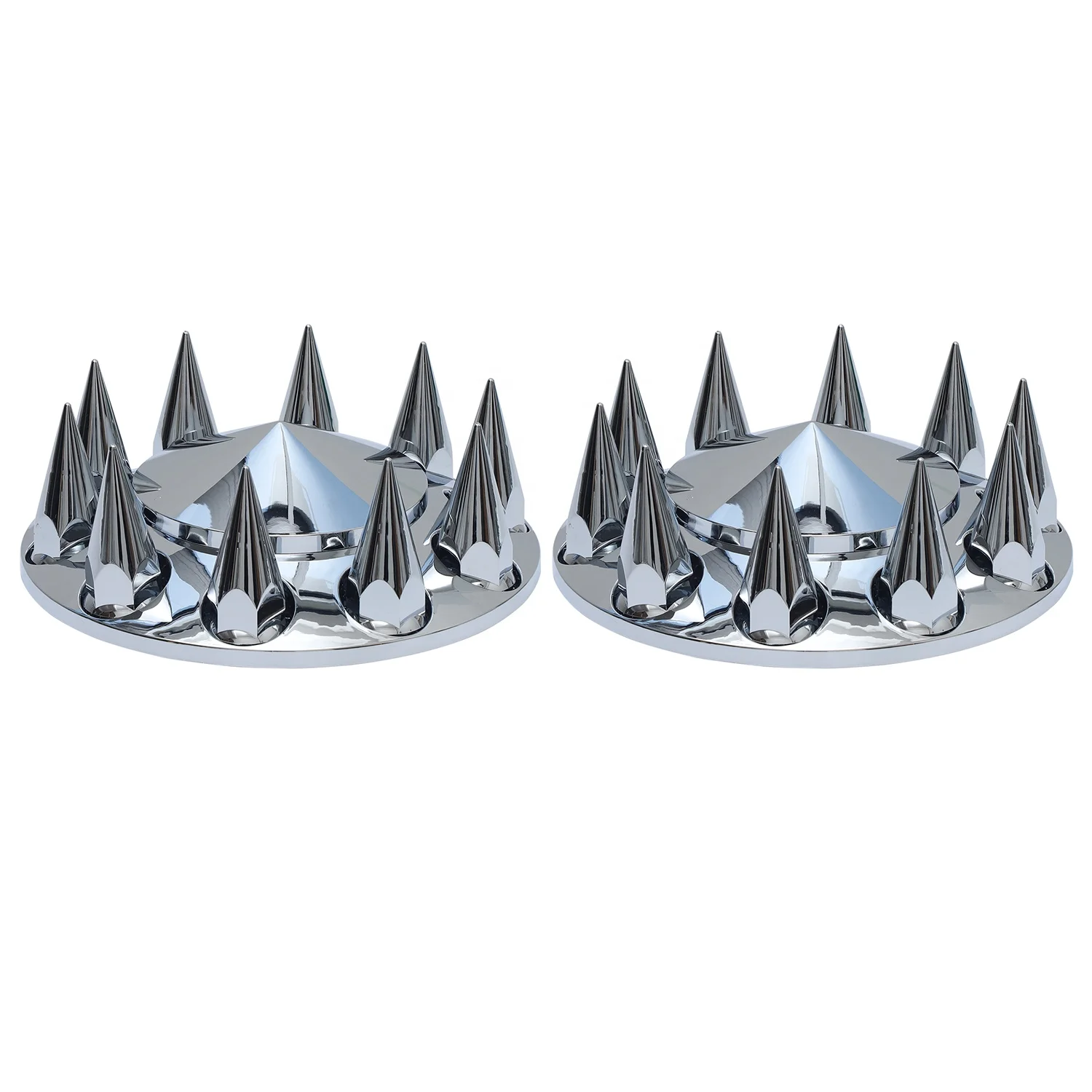 Ninetin Truxpro Spiked Chrome ABS Front Axle Covers Kit Hubcaps with 20 Pieces 33mm Thread on Lug Nut Covers for Semi Trucks