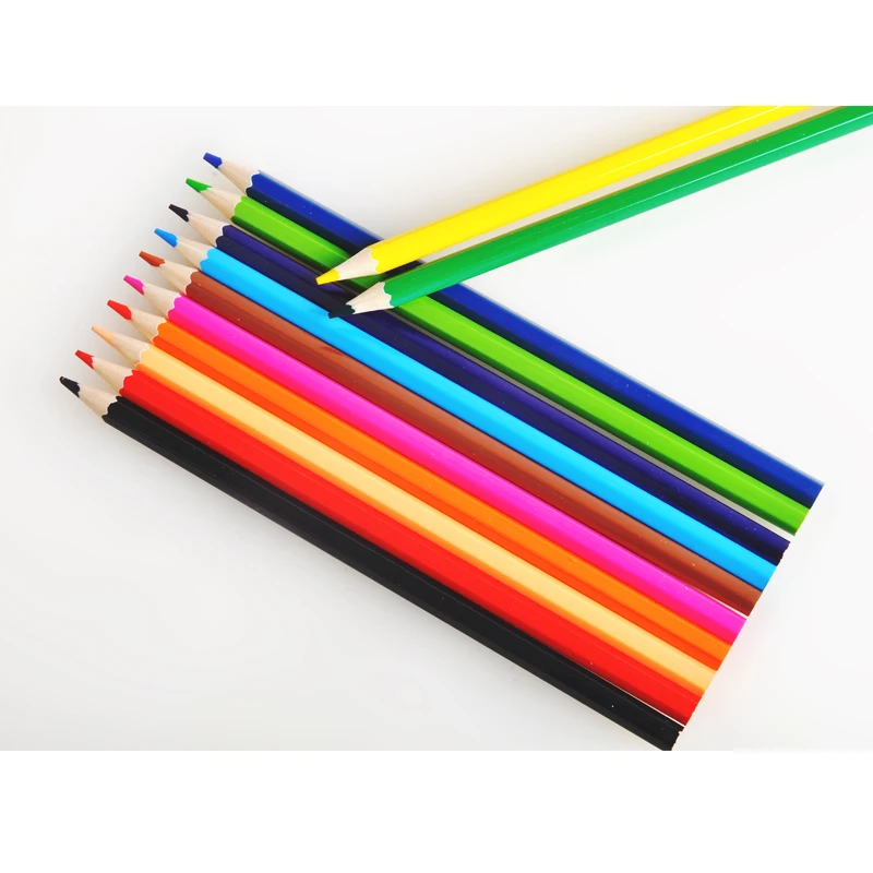 customized logo 7inches 12 color wooden pencil for office and school