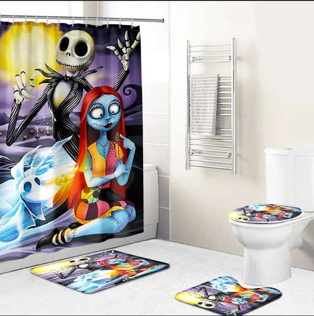 
wholesale bathroom curtain sets cartoon printing brand design custom print shower curtain Modern bathroom set for kids 