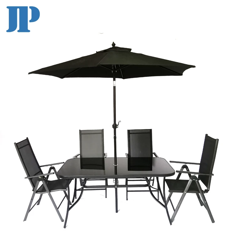 8 pcs Aluminum  frame fabric chair tempered glass table contemporary outdoor garden bisto furniture