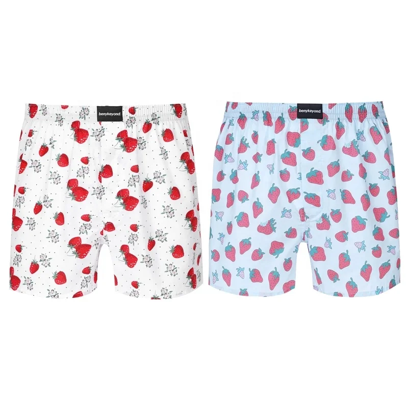 2021 Men Strawberry Printed Elastic Waistband Boxer Shorts Lounge Short Trousers Swim Trunks