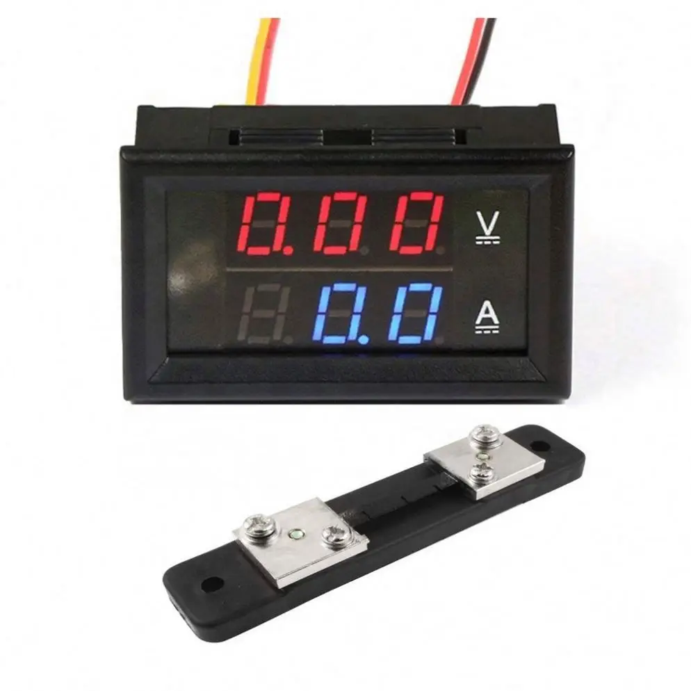 New 0.28 inch 3 digits DC 0-300V 50A Voltmeter Ammeter Red Blue Volt Amp Meter Gauge Dual Digital LED Display for car motorcycle