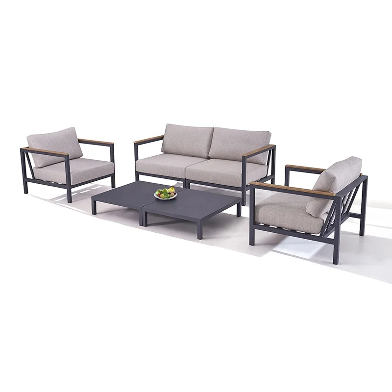 Cheap Modern Sectional Patio Corner Couch Furniture Outdoor Garden Aluminum Lounge Sofa Set for Outside