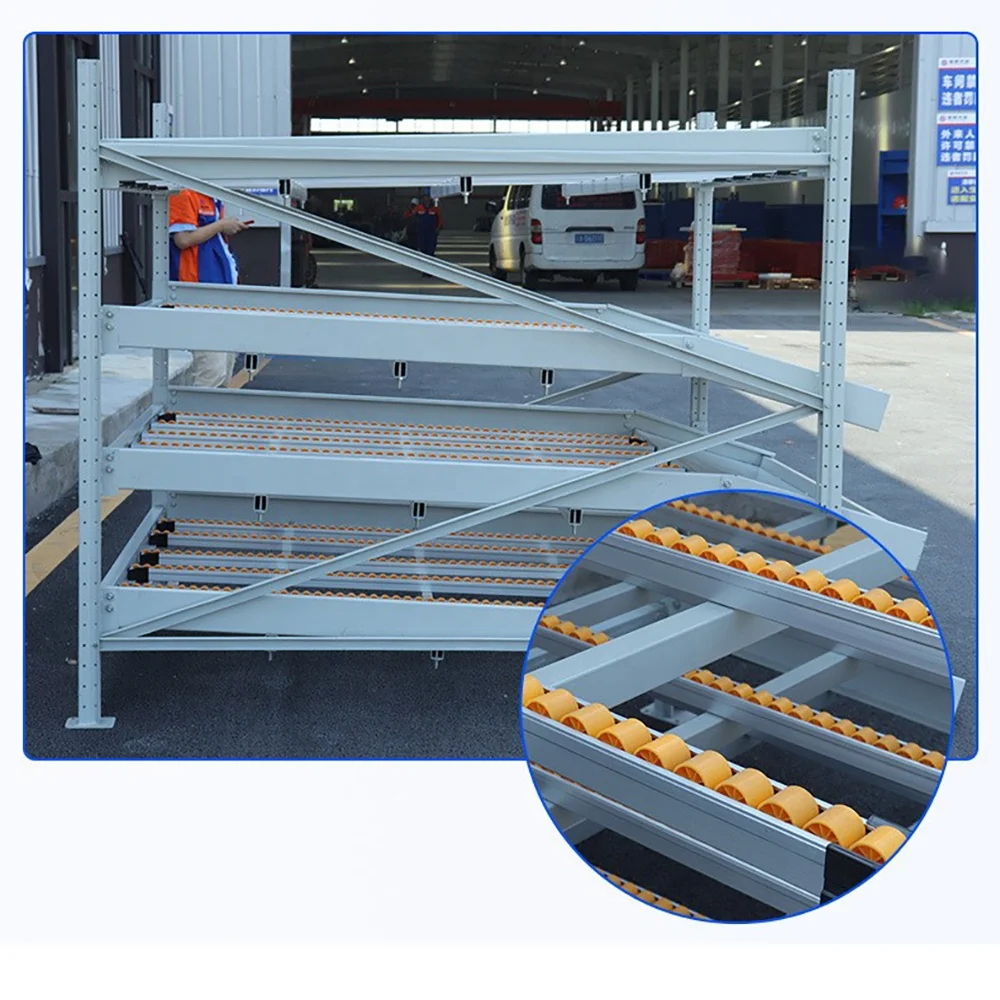 Factory Price Steel Warehouse Picking System Carton Flow Rack Flow Storage Shelves Gravity Pallet Racking