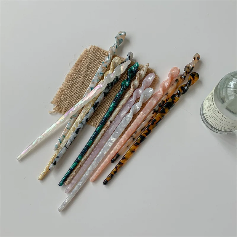 New Fashion Style Hair Sticks Vintage Acetate Chopstick Women Hairpins Wedding Hair Clip Jewelry Accessories