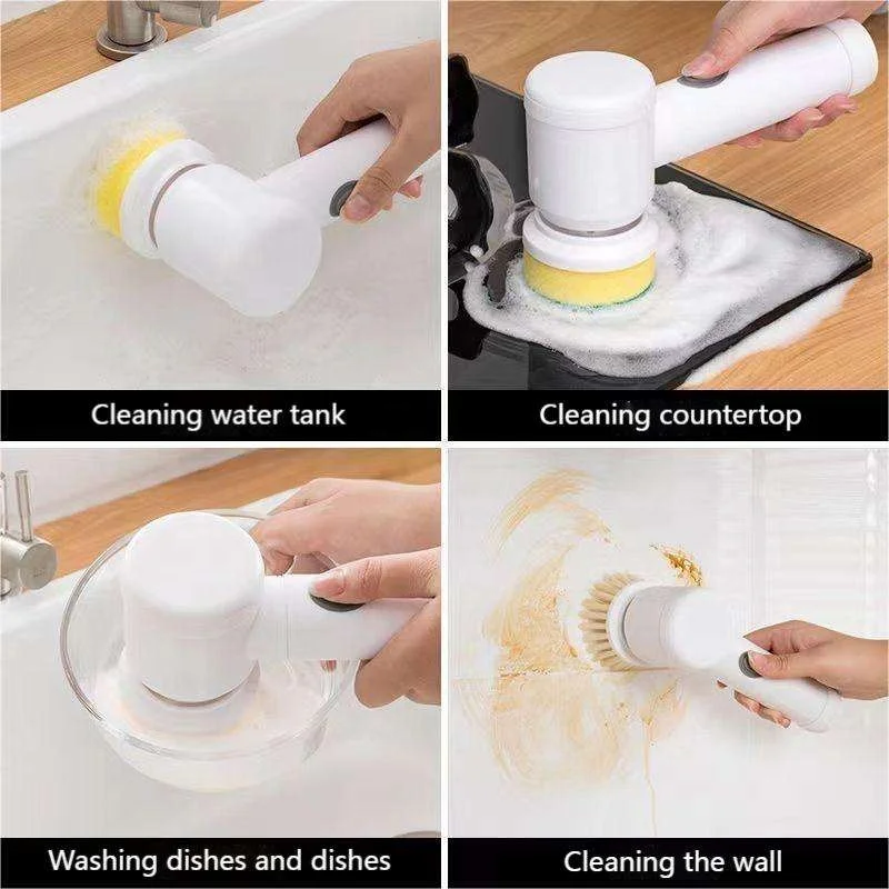 Electric Spin Scrubber Electric Cleaning Brush Cordless Power Scrubber with 5 Replaceable Brush Heads Handheld Power Shower