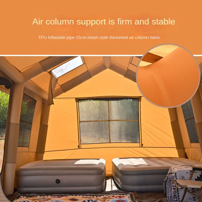 5-8 Person Large Blackout Waterproof Inflatable Cabin House Easy Setup Cotton Oxford Sun Shelter Adults Family Outdoor Camping