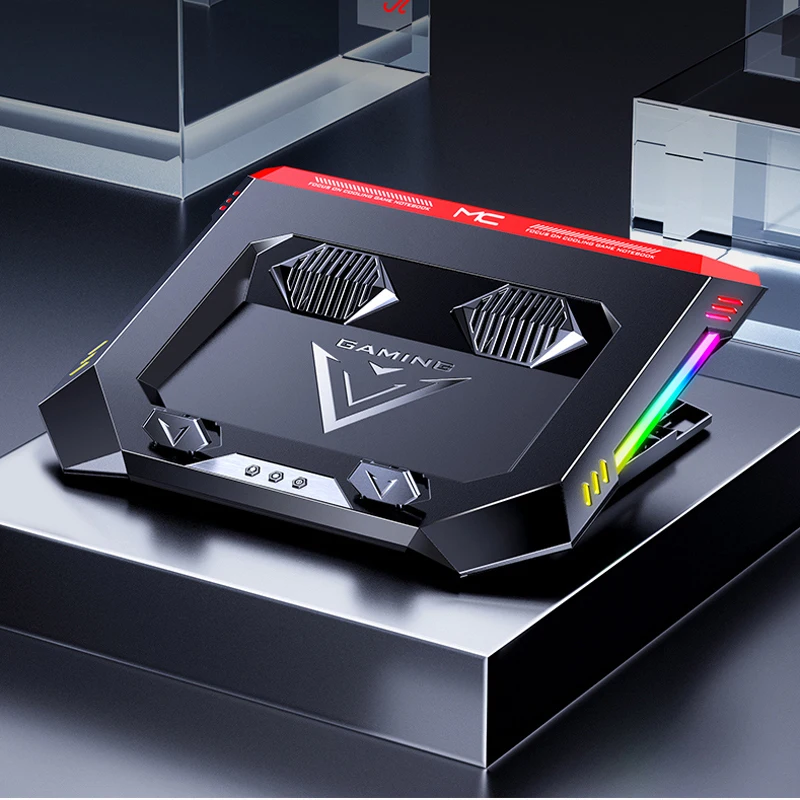 2021 новый игровой ноутбук кулер цветная (RGB) светодиодная подставка для ноутбука Мощный воздушный поток Регулируемый охлаждающая с 2 USB портами возраста от 12 до 18