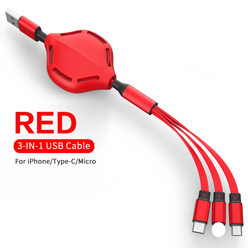 2021 Fashion HOT sale 3 in 1 Retractable cable type c charger cable for Android phone Micro usb c 8 pin cable for iphone
