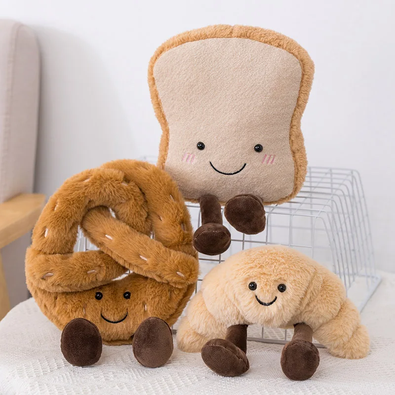 Amusing Stuffed Pretzel Crossant Toast Bread Kids Food Plush Toy Boiled Egg Chocolate Cookie Pillow For Children Christmas Gifts