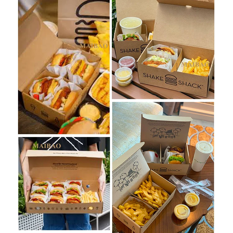 Takeaway Food Packaging Fried Chicken Chips Box Disposable Fries Burger Chicken Takeout Box Custom Fried Chicken Cardboard Boxes