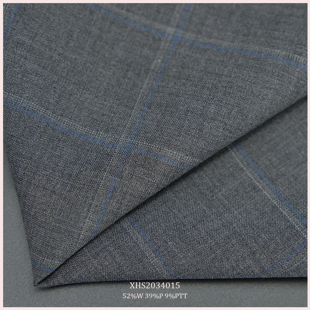 Stylish Blend Colors Check Design  wool Merino Wool Fabric 52% W 39%P 9%PTT  Blends Fabric  For Suit Casual Suit