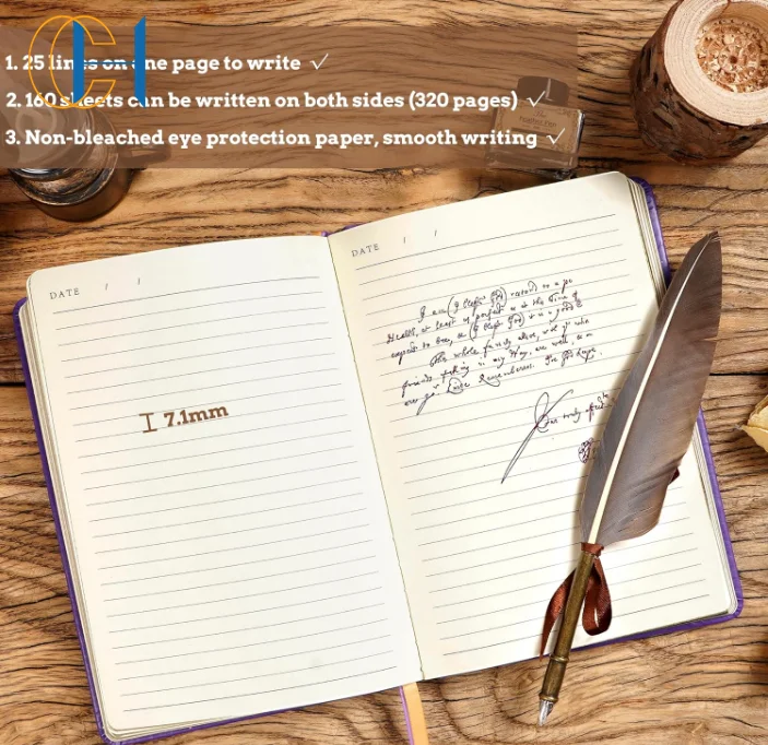 C&H Custom Vintage Leather Journal for Women Gold Edge Paper Notebook Hardcover Notebook College Ruled Journals for writing