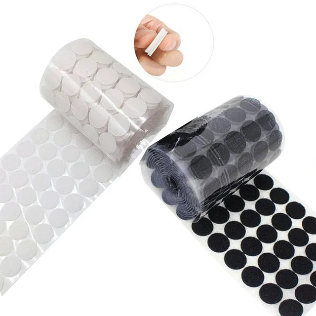 factory custom hook and loop tape heavy duty adhesive black white dots