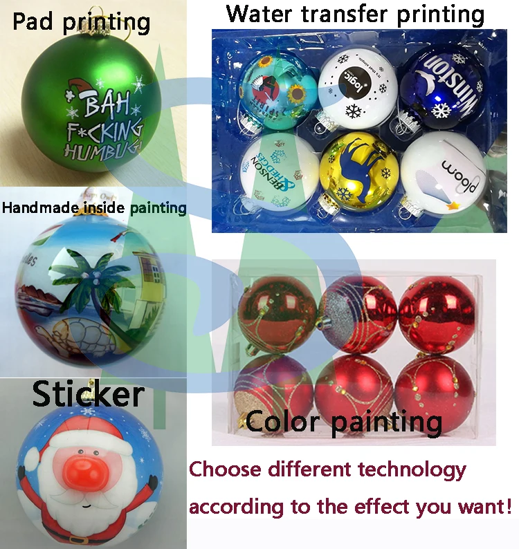 OEM ODM Custom LOGO Pattern Shatterproof Plastic Christmas Tree Balls Christmas Ball with LOGO Print ornament SENMASINE