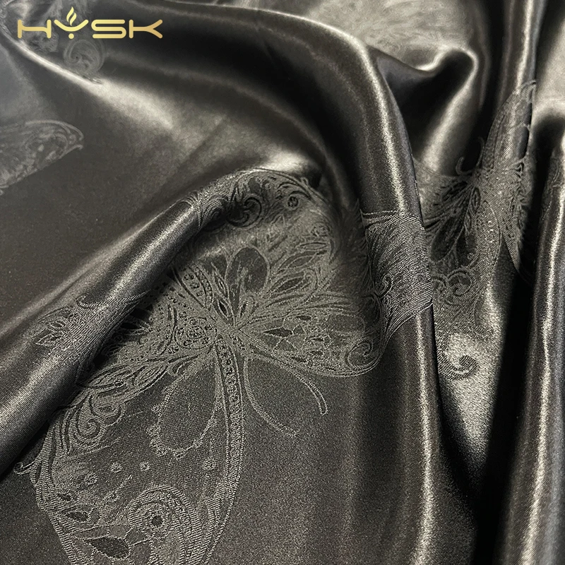 fast shipping 100 pure silk satin jacquard fabric 30mm white black heavy silk material chinese brocade in silk