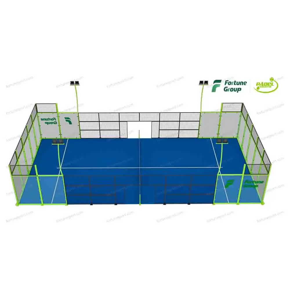2024 New Design Culb 10X20m Size Professional Padel Tennis Court Durable Frame Panoramic Paddle Court