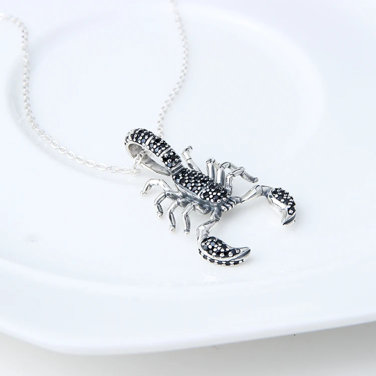 925 sterling silver zircon diamond scorpion pendant necklace