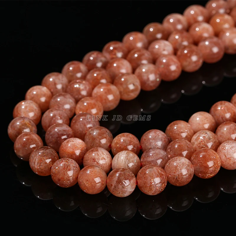 JD Supply 4-10mm Pick Size 5A Natural Gold Sunstone Round Loose Beads Orange Moonstone Beads for Jewelry Making