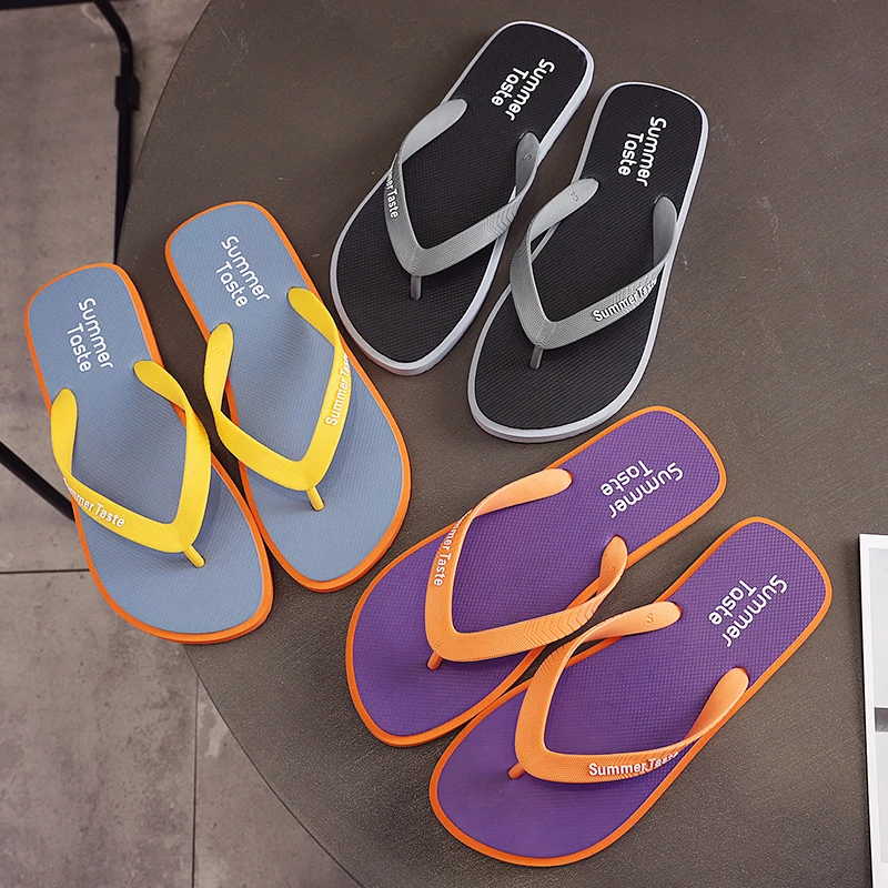 2024 Summer Beach Slippers Fashion Casual Flat Flip-Flops for Men High Quality PVC Insole Mens Flip Flops Hard-Wearing