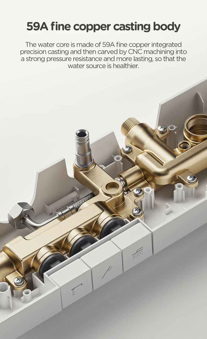 AXENT MINT Thermostatic Shower System, 4 FunctionsLED Digital DisplayPiano KeysWall Mounted Shower SetBathroom Mixer