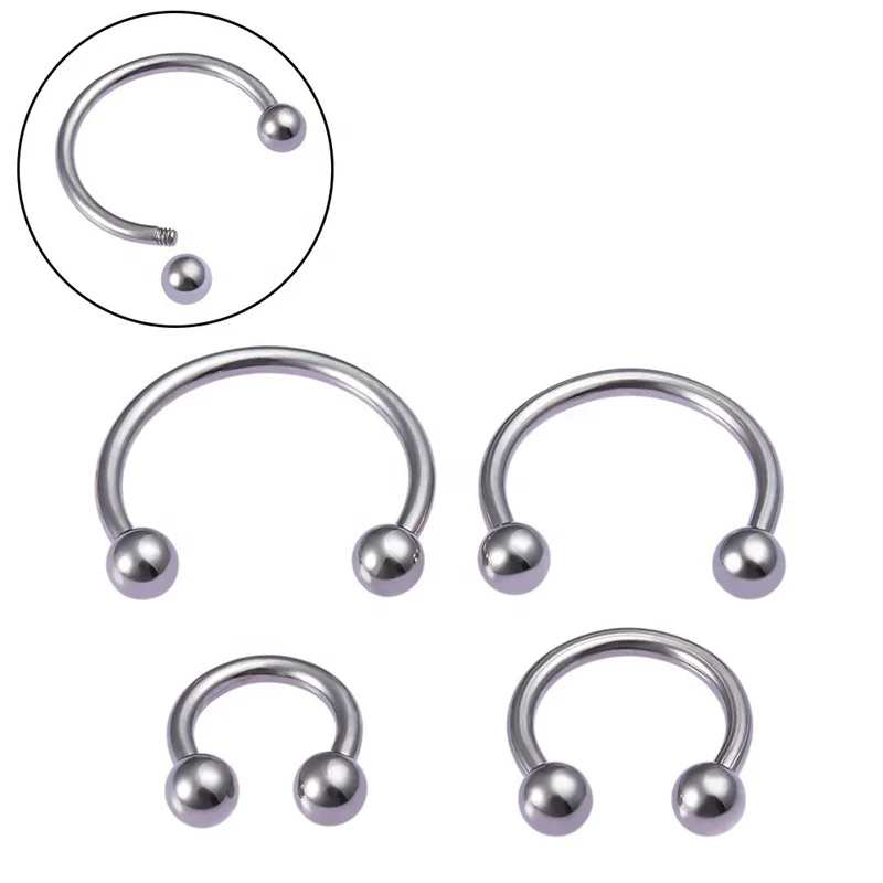 316L Stainless Steel Circular Piercing Tragus Ear Cartilage Horseshoe Lip Ring Body Piercing Jewelry