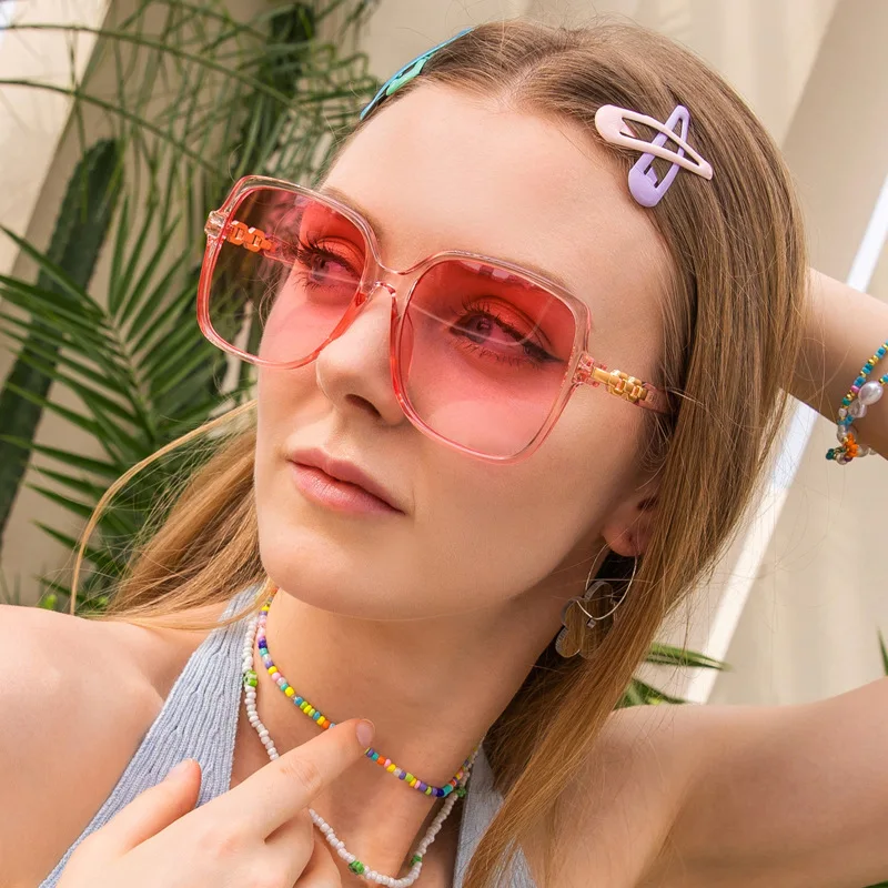 UNOC Fashion Square Big Frame Sunglasses Men and Women Trend Metal Hollow Shades Sunglasses Luxury Round Face Glasses