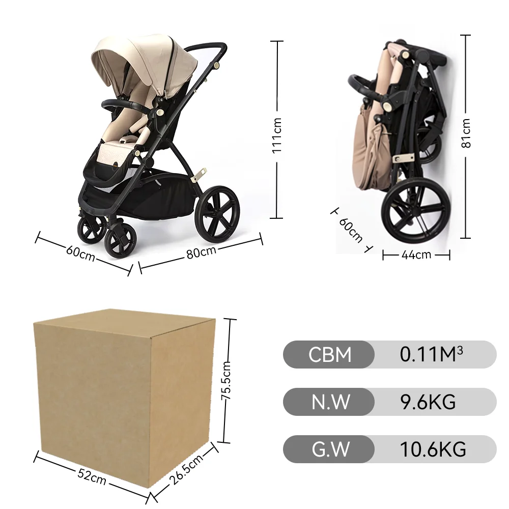 Purorigin Baby Products 2024 Reversible Seat Portable Travel System Foldable Baby Stroller Andadores Para Bebe