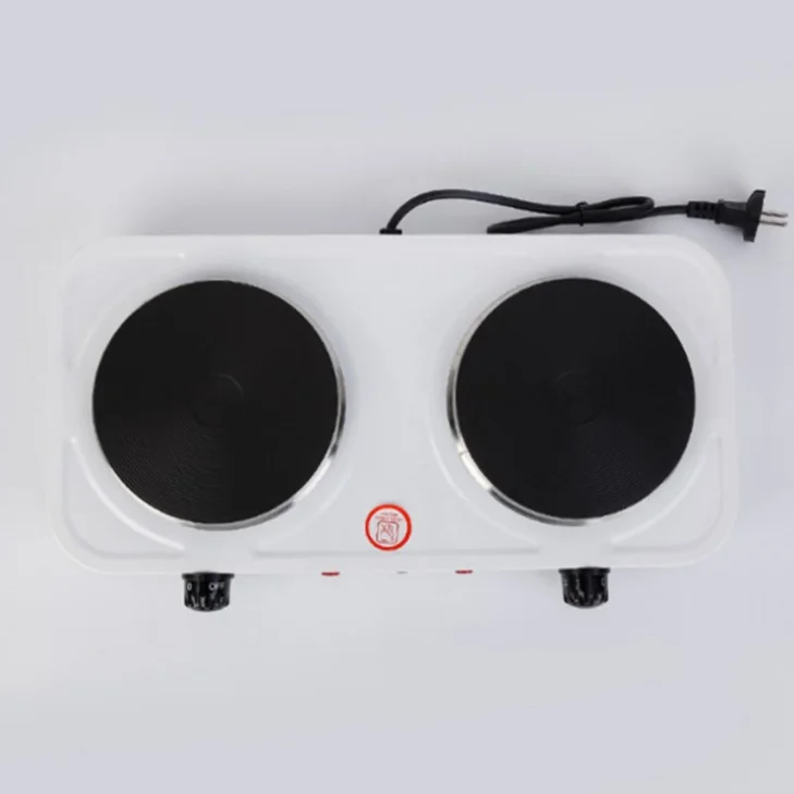 White Cooking Kitchen Equipment 2 Double Burner Electric Stove For Home