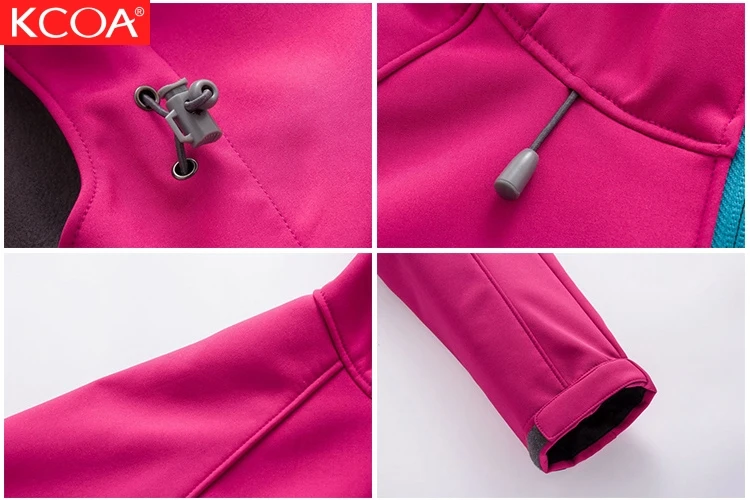 KCOA Wholesale Customized Winter Thermal Fleece Hiking Windbreaker Softshell Jacket