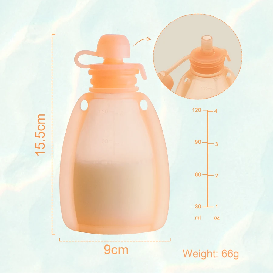 Hotsale Reusable Silicone Pouch Squeeze Refillable Make Breastfeeding Easily New Design Bpa Free Breastmilk Storage Bag