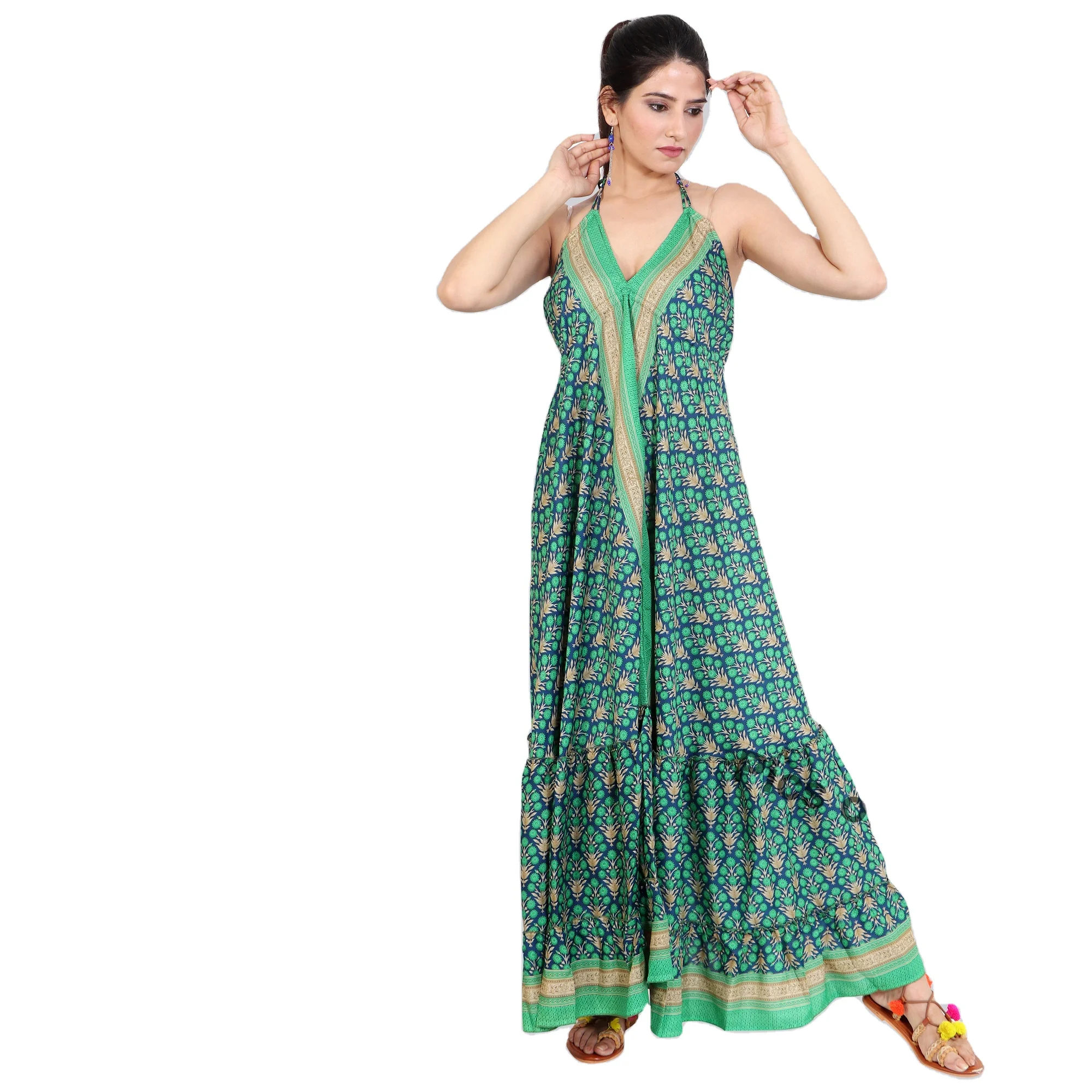 Women boho magic long maxi dress hippie gypsy bohemian evening summer halter dress