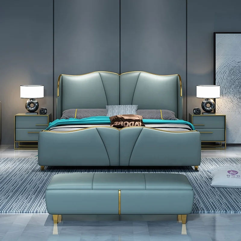 2020 new  design bedroom modern simple imitation leather  Home Bed