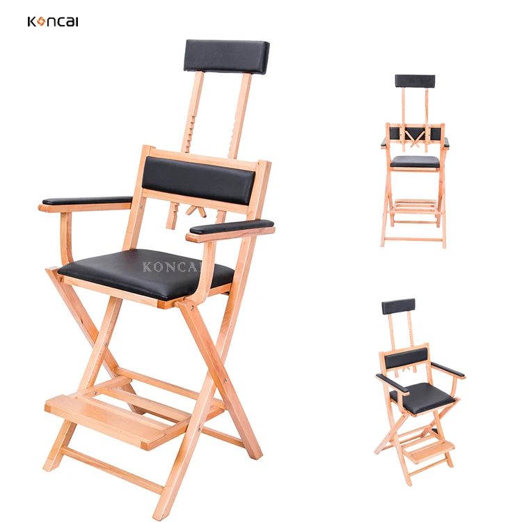 KONCAI FAMA factory Professional Wooden Makeup Chair with headrest Salon Beauty Director Chair KC-IN01