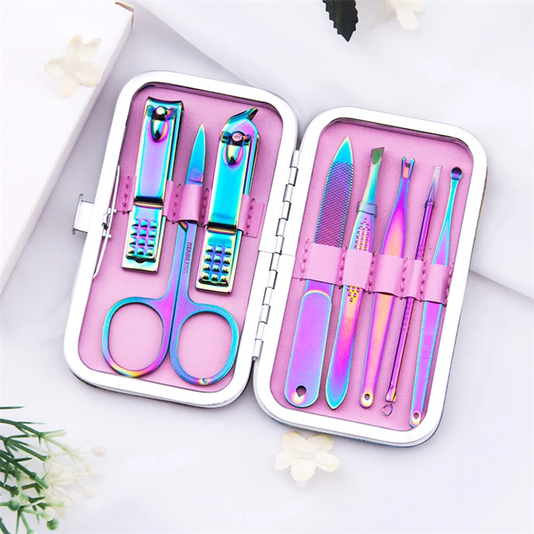 WELLFLYER MS-803 Manufacturers Wholesale Stainless Steel Nail Clipper 8 Pcs  Nail Tools Nail Pliers Manicure Set