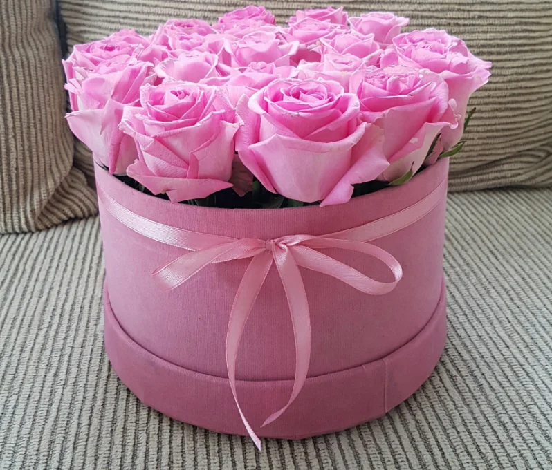 Wholesale custom made pink velvet rose packaging box flower gift box