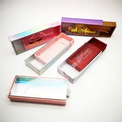 Private Label Custom Empty Drawer Eyelash Packaging Storage Box Case  with Clear Cover