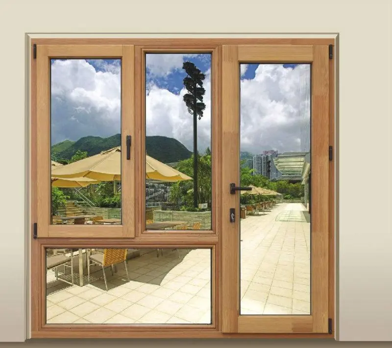 Lukliving High Quality Aluminum Clad Wood Window With Blinds For House For Villa Balcony