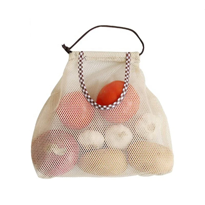  2021 Promotional Reusable Fruit and Vegetable Mesh Bag mesh shopping bag for fruits
