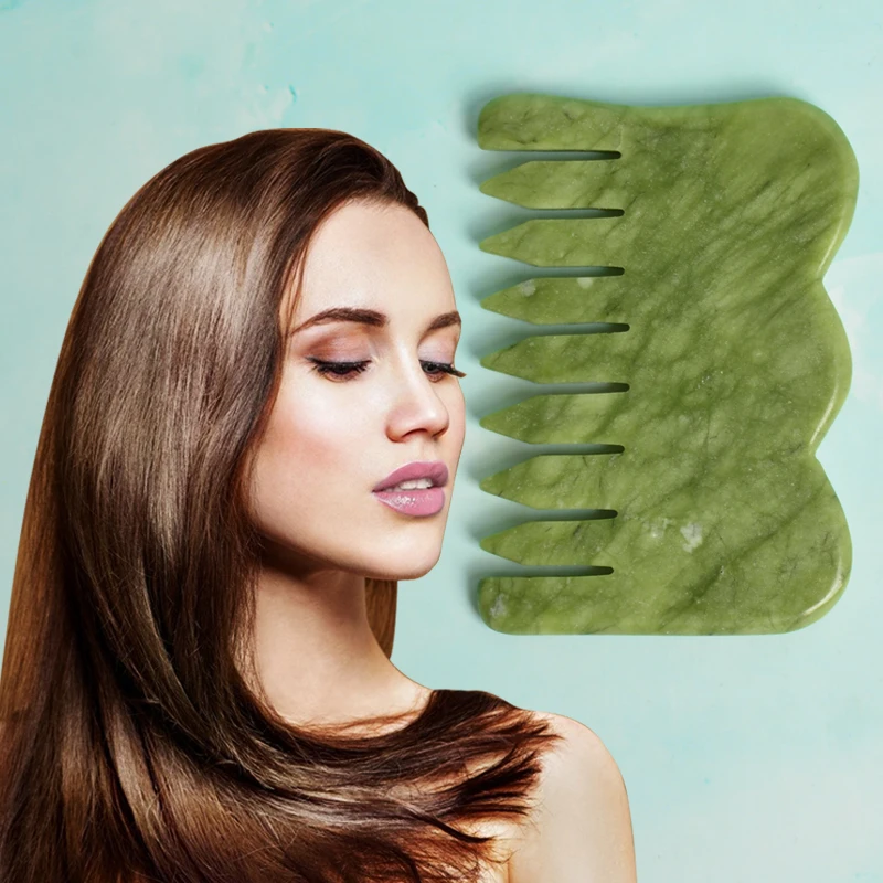 Hot sale hair combing natural melon sand facial treatment lifting massage jade hair comb set shave