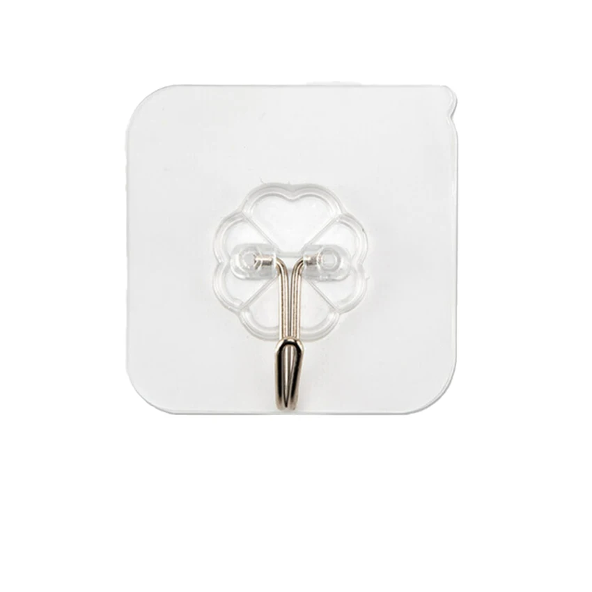 Plastic wall hooks transparent trackless adhesive hook is suitable for kitchen, bathroom and bedroom