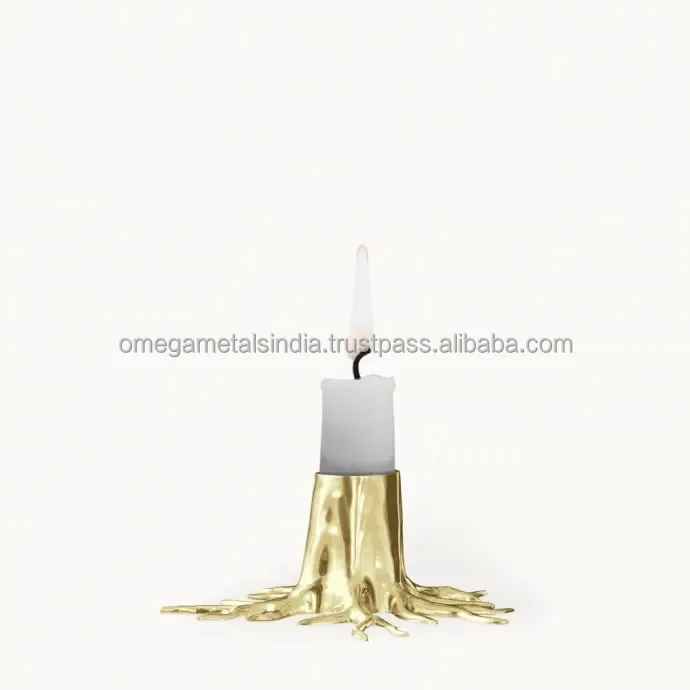 DECORATIVE CANDLE HOLDER MINI ROOT GOLDEN FINISHED FOR HOME DECORATION