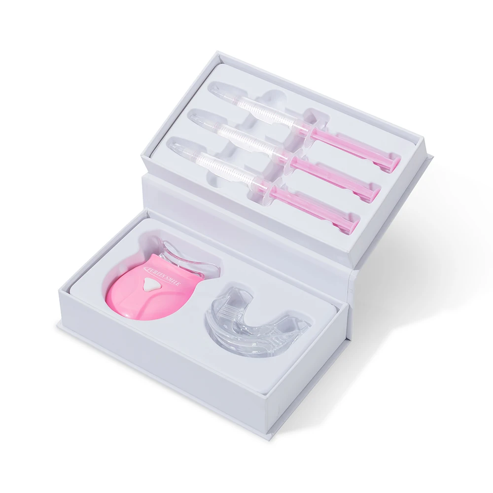 Highly Effective Fast-Acting LED Light Teeth Whitening Kit with Private Clinic Dentist Formula Tooth Whitener Gel Home Bleaching