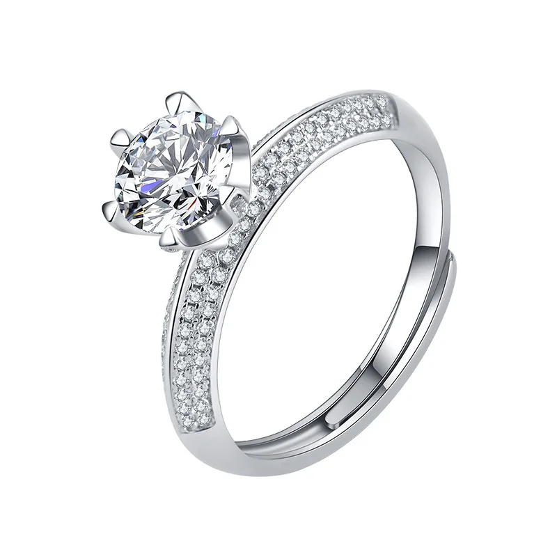 Factory price 1 1.5 2 CT carat Moissanite Diamond Big Solitaire Wedding Ring for Women 925 Sterling Silver Luxury Jewelry