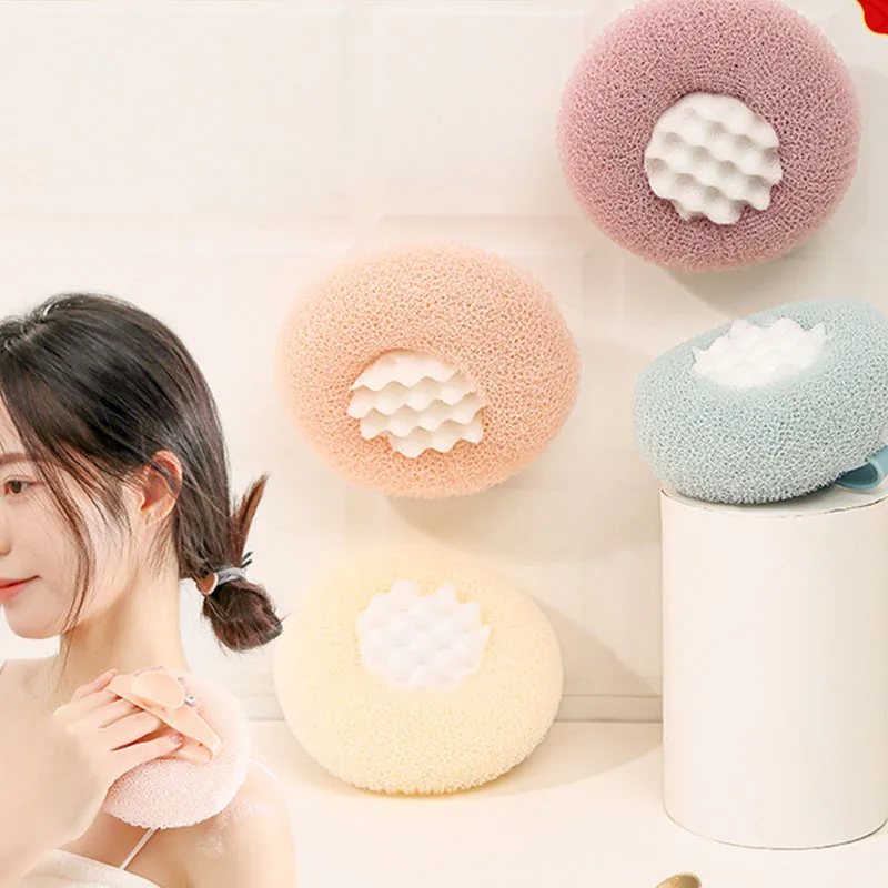 New 2 in 1 Shower Natural Loofah Sponges Body Scrubber Sunflower Bath Ball Exfoliating Cleaning Back Brushes with Suction Cup