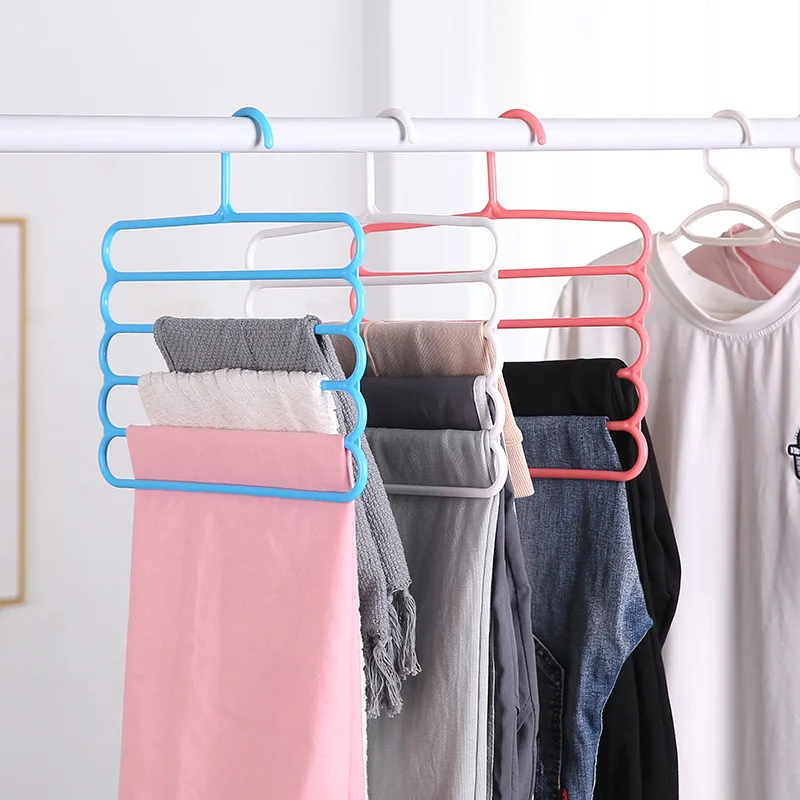 Multi-purpose Five-layer Trouser Rack Silk Scarf Hanging Multi-layer Plastic Hanger Rack